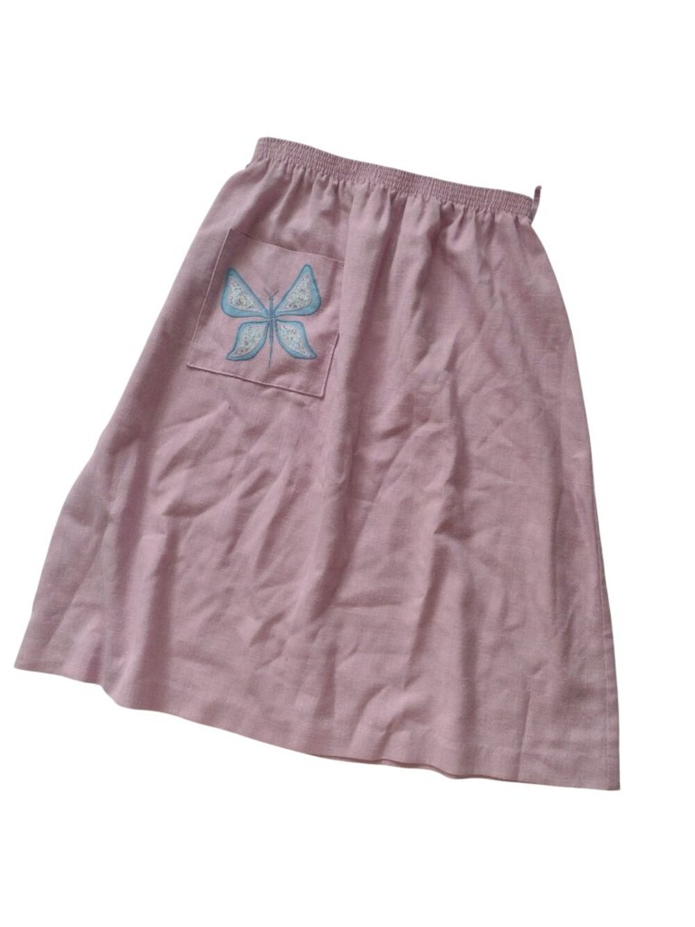 Vintage A-line Skirt w Butterfly Pocket S M Lavender Cottagecore Everyday Skirt